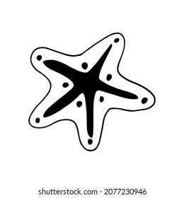 Seesterne handgezeichnet Doodle. Vektorgrafik, Minimalismus, Skandinavien, einfarbig, nordisch. Seeschifffahrtszeichen