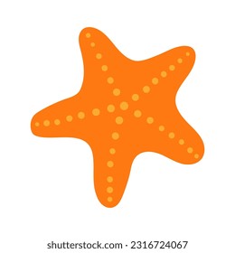 Starfish handgezeichnete Illustration. Cartoon-Stil flaches Design, einzelne Vektorgrafik. Kinder Sommerdruck, saisonale Elemente, Ferien, Urlaub, Strand, Meereslebewesen, Wassertier