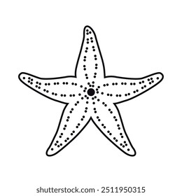 The starfish icon. The black outline of a starfish. Marine life. Vector illustration isolated on a white background for design and web.