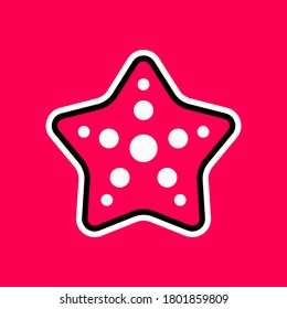 Starfish icon design isolated on color background. Travel cartoon Concept. Vector illustration. Suitable for landing pages, icons, stickers and posters.
