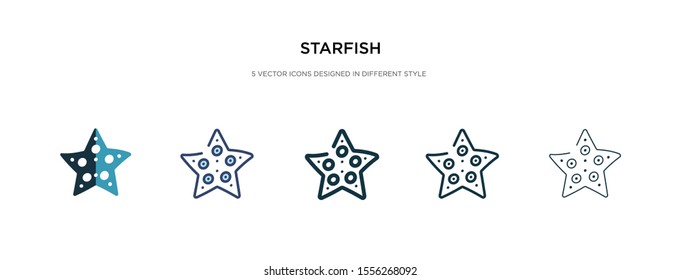 starfish icon in different style vector illustration. two colored and black starfish vector icons designed in filled, outline, line and stroke style can be used for web, mobile, ui