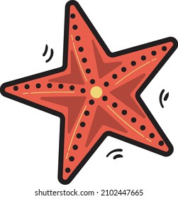 Icono de Starfish. Dibujo de dibujos animados de Doodle Vector Ilustración