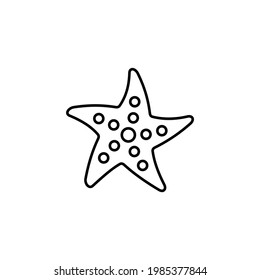 starfish icon in flat black line style, isolated on white background 