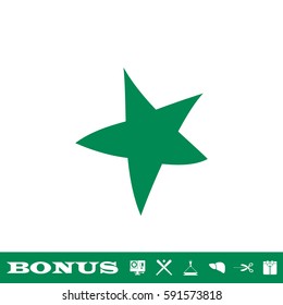 Starfish icon flat. Green pictogram on white background. Vector illustration symbol and bonus button