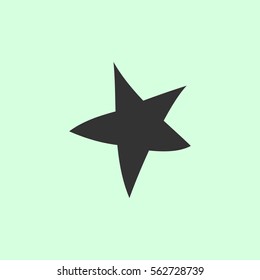 Starfish icon flat. Grey vector symbol on green background