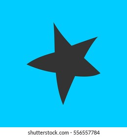 Starfish icon flat. Simple vector black pictogram on blue background