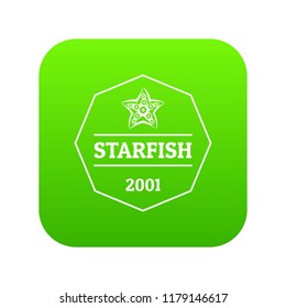 Starfish icon green vector isolated on white background