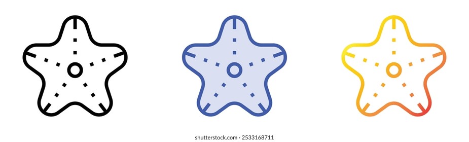 starfish icon. Linear, Blue Fill and Gradient Style Design Isolated On White Background