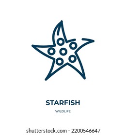 Starfish icon. Linear vector illustration from wildlife collection. Outline starfish icon vector. Thin line symbol for use on web and mobile apps, logo, print media.