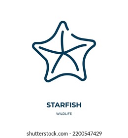 Starfish icon. Linear vector illustration from wildlife collection. Outline starfish icon vector. Thin line symbol for use on web and mobile apps, logo, print media.