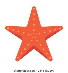 Starfish icon. Ocean and sea life symbol for marine, nature, tropical, summer design. Cartoon Orange starfish. Sea animals, underwater creatures. Flat illustration isolated on white background, EPS 10