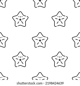 starfish icon pattern. Seamless starfish pattern on white background.