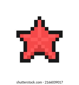 Starfish icon in pixel art design isolated on white background, vector sign symbol