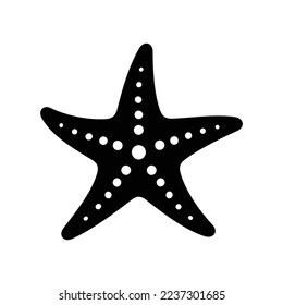 Icono de estrella de mar para la criatura marina en el océano superficial en estilo sólido negro