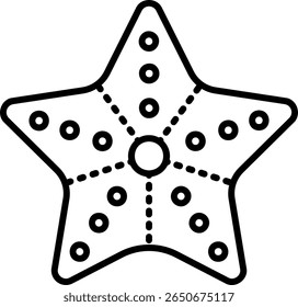 Starfish Icon: Sea Life Symbol in Black and White
