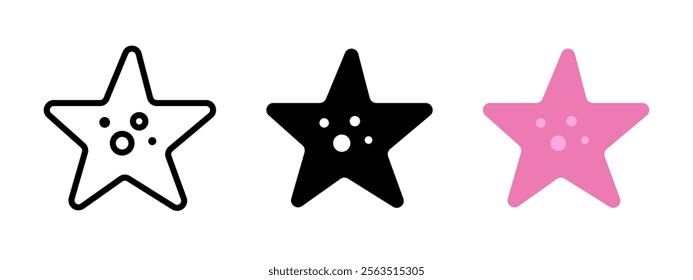 Starfish icon. Sea star vector illustration. Ocean aquatic animal symbol. Underwater invertebrate star shaped pictogram. Summer beach sign. Pink starfish concept isolated.