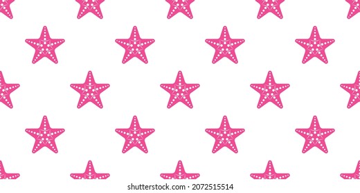 Starfish Icon Seamless Pattern, Sea Stars, Star Shaped Echinoderms Vector Art Illustration