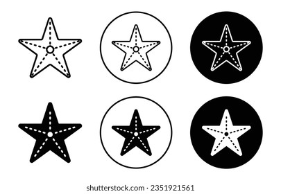 Starfish icon set. seastar vector symbol in black filled and outlined style.