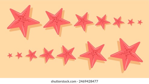 Starfish icon set. Vector illustration of starfish icons for web design