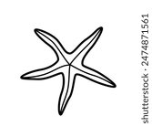 Starfish Icon, single isolate on a white background. Vector illustration wildlife of the underwater world doodle sketch.