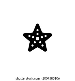 starfish icon in solid black flat shape glyph icon, isolated on white background 