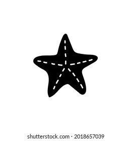 starfish icon in solid black flat shape glyph icon, isolated on white background 