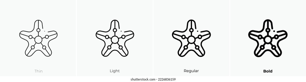 starfish icon. Thin, Light Regular And Bold style design isolated on white background