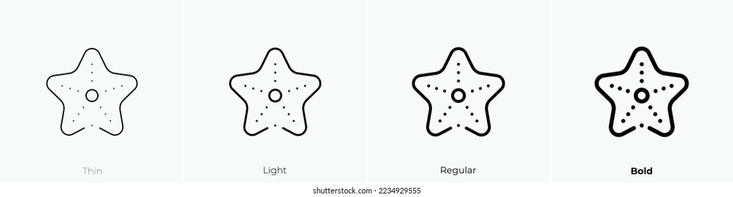 starfish icon. Thin, Light Regular And Bold style design isolated on white background