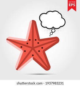 Starfish icon with thought bubble isolated on white background. Animal symbol for your web site design, logo, app, UI. Eps10 vector illustration.
