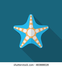 Starfish  icon, Vector flat long shadow design. EPS10
