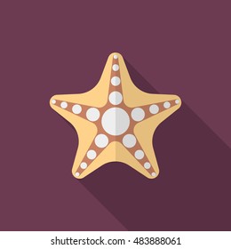 Starfish  icon, Vector flat long shadow design. EPS10