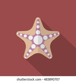 Starfish  icon, Vector flat long shadow design. EPS10