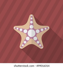 Starfish  icon, Vector flat long shadow design. EPS10
