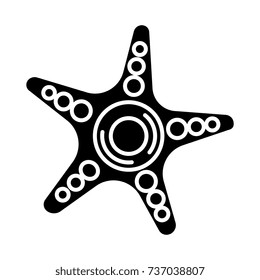 starfish icon, vector illustration, black sign on isolated background