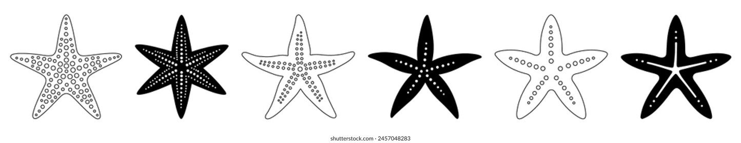 Starfish icons in flat and line style. Vector illustration, EPS10
