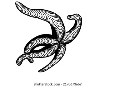 A starfish illustration icon in black offset artline.Unique pattern style for logo or background design.
