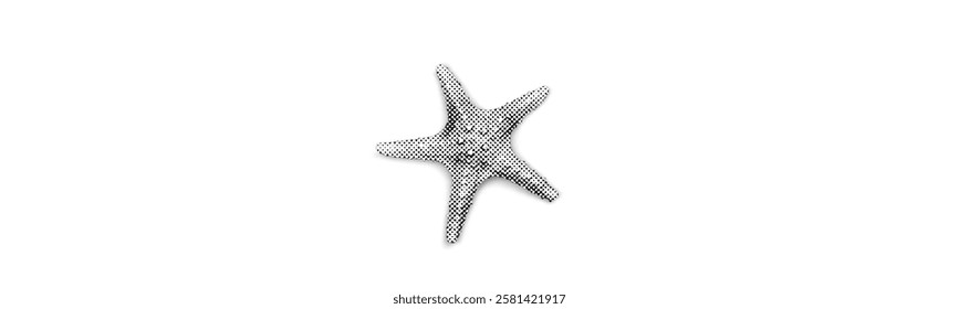 starfish isolated halftone dot collage element in retro magazine style on white background grunge pop art y2k vintage style sea animal dotted texture