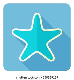 Starfish isolated on blue background. Flat design. Vector illustration.