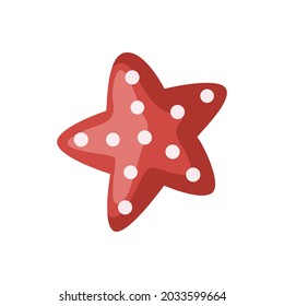 Starfish isolated on white background. Cartoon character of ocean for children. Simple kid print fish. Design for any purposes. Vector illustration.