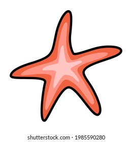Starfisch einzeln auf weißem Hintergrund, Vektorgrafik. Sea Star Cartoon Clip-Element. Unterwassersymbol. Logo für Meereslebewesen. Tropischer Sommerurlaub. Strand. Aquarientier. Objekt an der Küste.