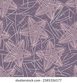 Starfish knitted motifs.  Seamless background for fabrics, textiles, packaging and wallpaper. Vector illustration