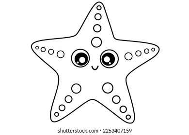 starfish line art for coloring book