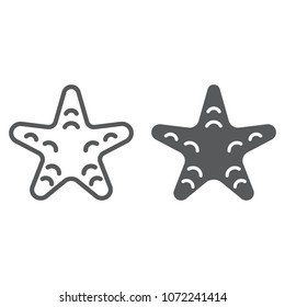 Starfish line and glyph icon, animal and underwater, aquatic sign vector graphics, a linear pattern on a white background, eps 10.