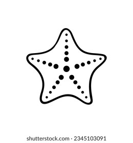 Starfish-Symbol. Souvenirs, Meeresthema, Strand, Urlaub, Ferien, Meer. Vektorschwarze Linie Symbol auf weißem Hintergrund für Unternehmen