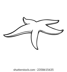 starfish line vector illustration,isolated on white background,top view