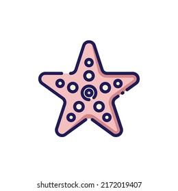 Starfish Lineal Icon - Summer Season Icon Vector Illustration