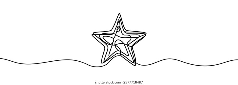 Starfish linear background. Hand drawn sea star. Vector illustration.