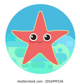 Starfish. Little landscape. Underwater life. Wild animals. Ocean, sea. Summer water. Isolated on white background. Illustration in cartoon style. Flat design. Vector art