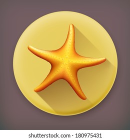 Starfish long shadow vector icon