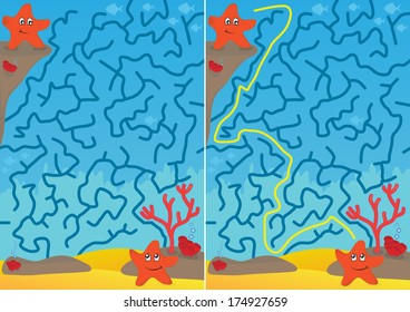 Starfish Maze Kids Solution Stock Vector (Royalty Free) 174927659 ...